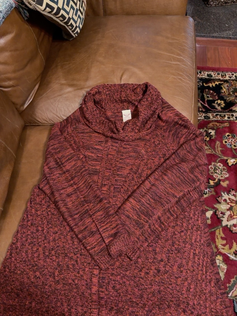 Cozy Marled Rust Colored Cowl Neck Women’s Sweater